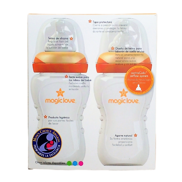 Magic-Love Set.2 Piezas Teteros Naranja 9Oz/250Ml 10912R - Imagen 2