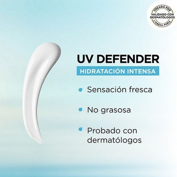 Loreal Protector Solar Diario Fps50+ Uv Defender Hidratación Intensa + Ácido Hialurónico 40Gr. - Imagen 2