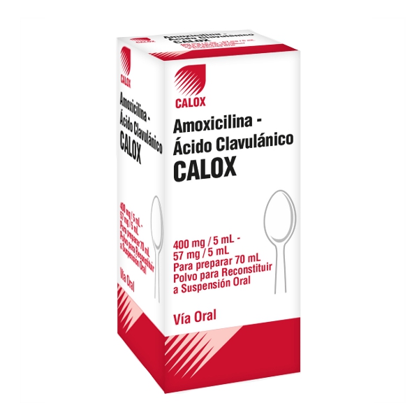 Amoxicilina + Ácido Clavulánico Suspensión 400Mg/57Mg/5Ml X 70Ml. Calox