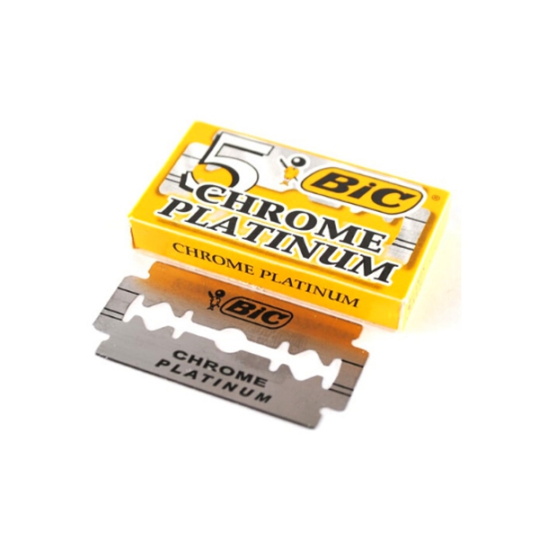 Lames De Rasoir Double Tranchant BIC Chrome Platinum - Lot De 5 - Pour Rasoir De Sûreté
