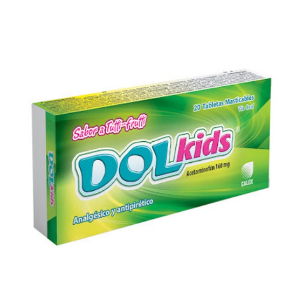 Dolkids Acetaminofén 160Mg X 20 Tabletas Masticables Sabor Tutti Frutti Calox
