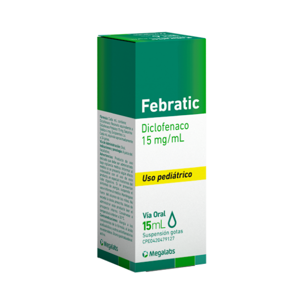 Febratic Diclofenac Gotas Pediátrico 15Mg/Ml X 15Ml Megalabs
