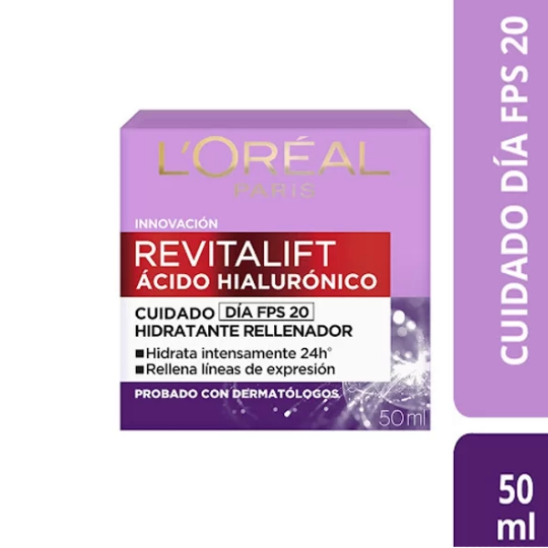 Loreal Revitalift Ácido Hialurónico Crema De Día Hidratante Con Fps20 50Ml.