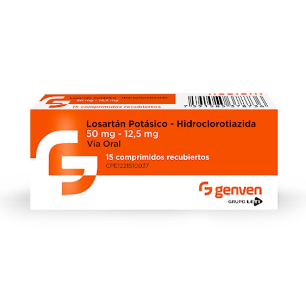 Losartan Potasico + Hidroclorotiazida 50/12.5Mg X 15 Comprimidos Genven