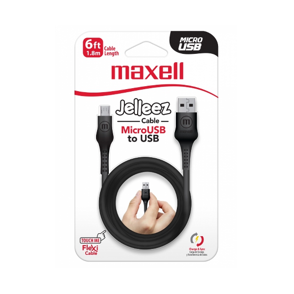 Maxell Cable Jelleez Usb-Micro 6Ft/1.8M Black