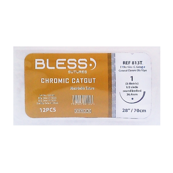 Sutura Cromico Catgut 1 Aguja Curva 36.4Mm No Cortante/Absorbible Bless
