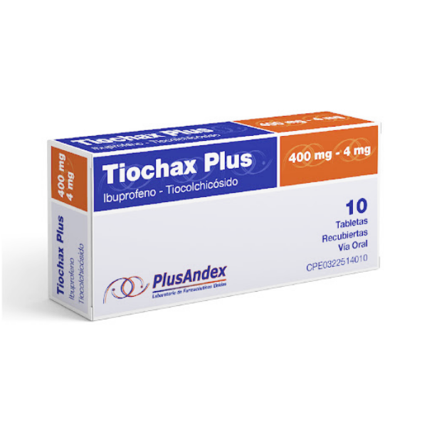 Tiochax Plus Ibuprofeno+Tiocolchicósido 400Mg/4Mg X 10 Tabletas PlusAndex