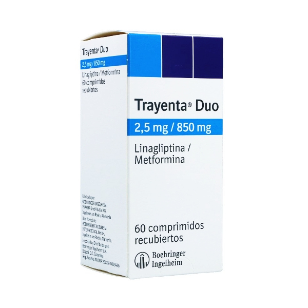 Trayenta Duo Linagliptina + Metformina 2.5Mg/850Mg X 60 Tabletas Boehringer