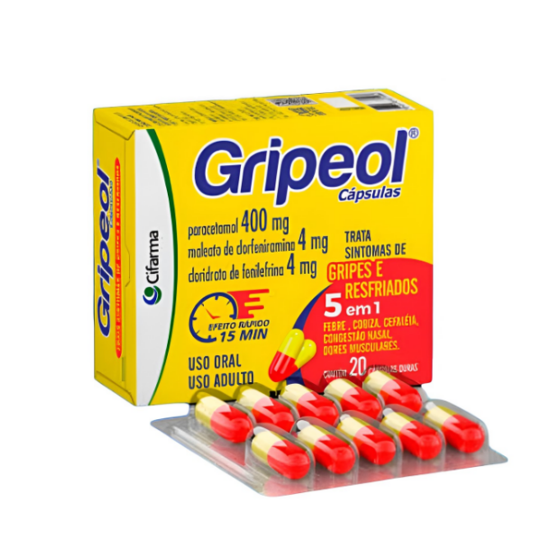 Gripeol Paracetamol+Clorfeniramina+Fenilefrina X 20 Cápsulas Cifarma