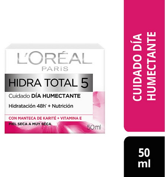 Loreal Crema De Dia Humectante Hidra Total 5 48H+Nutricion 50Ml.
