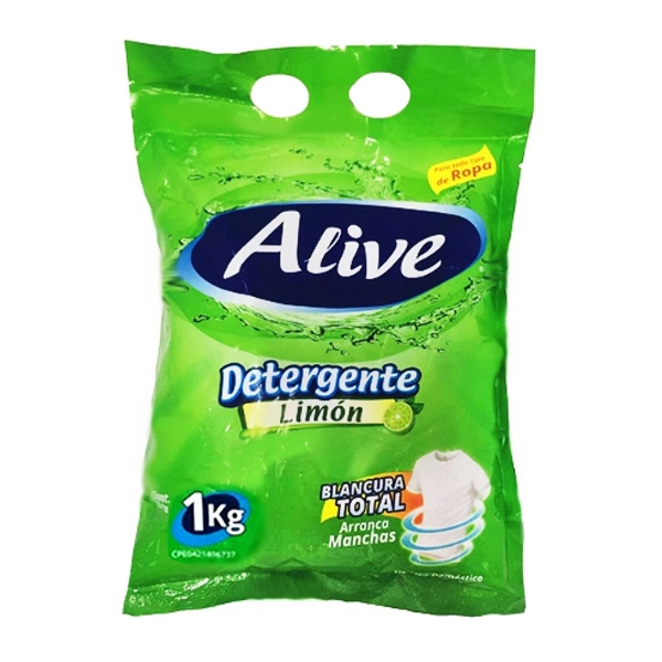 Alive Detergente Polvo Límon Blancura Total 1Kg