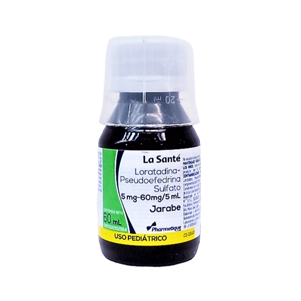 Loratadina + Pseudoefedrina Jarabe Pediátrico 5Mg/60Mg X 60Ml La Santé