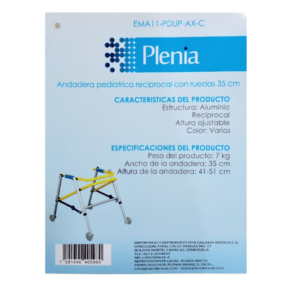 Plenia Andadera 16 Pediátrica Aluminio Con Ruedas - Imagen 2