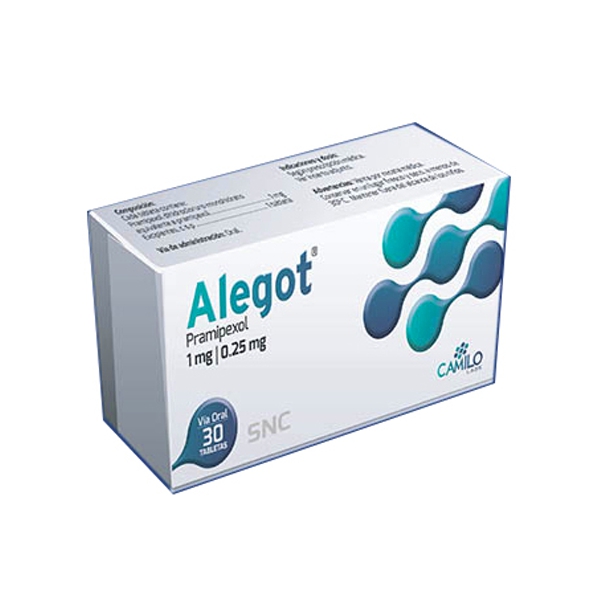 Alegot Pramipexol Diclorhidrato Monohidrato 0.25Mg X 30 Tabletas Camilo