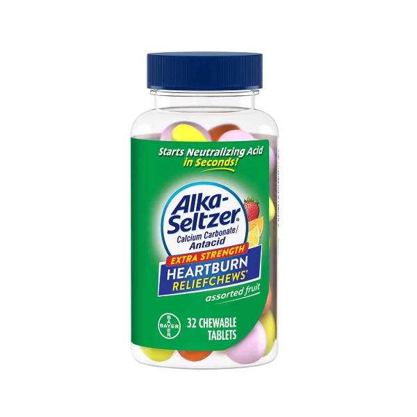 Alka Seltzer Antiacid Frutas Surtido Carbonato De Calcio X 32 Tabletas Masticable Bayer