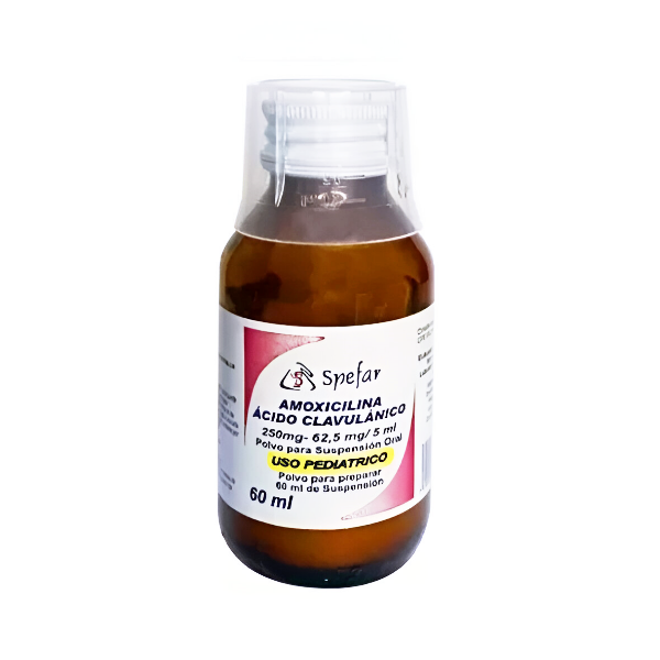 Amoxicilina + Ácido Clavulánico Suspensión Polvo 250Mg-62.5Mg/5Ml X 60Ml. Spefar