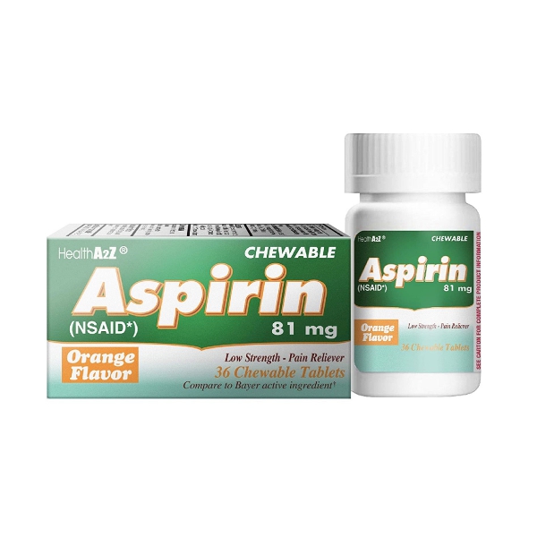 Aspirina Sabor Naranja Ácido Acetilsalicílico 81Mg X 36 Tabletas Masticables Health-A2Z