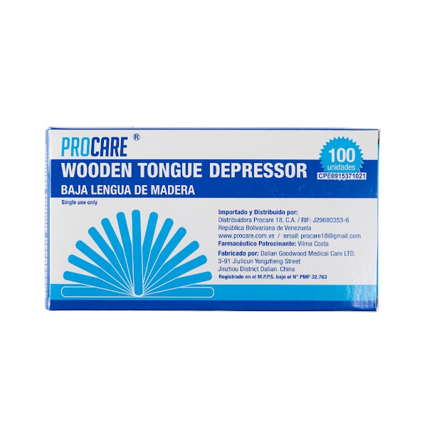 Baja Lengua De Madera X 100 Unidades Procare