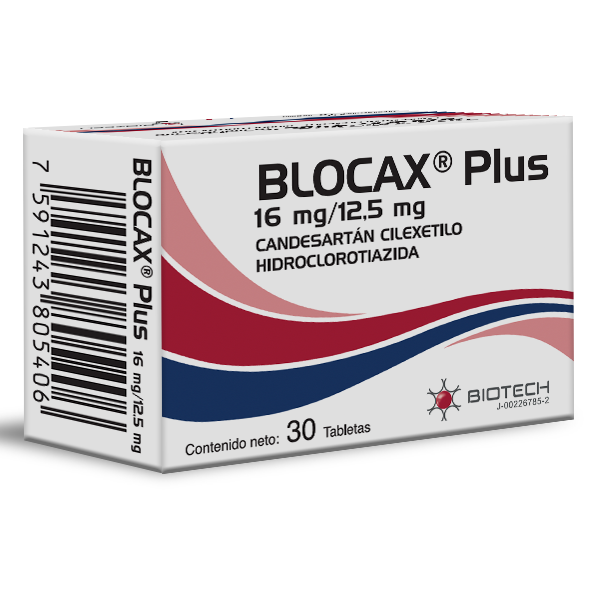 Blocax Plus Candesartán+Hidroclorotiazida 16Mg-12.5Mg X 30 Tabletas Biotech
