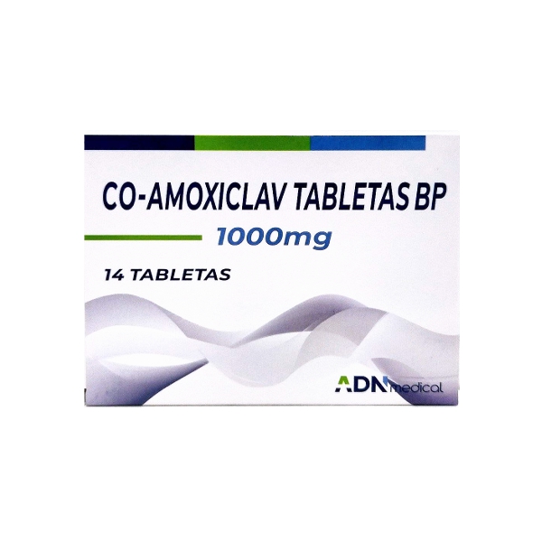Co-Amoxiclav Amoxicilina+Ácido clavulánico 875Mg/125Mg X 14 Tabletas Adn Medical