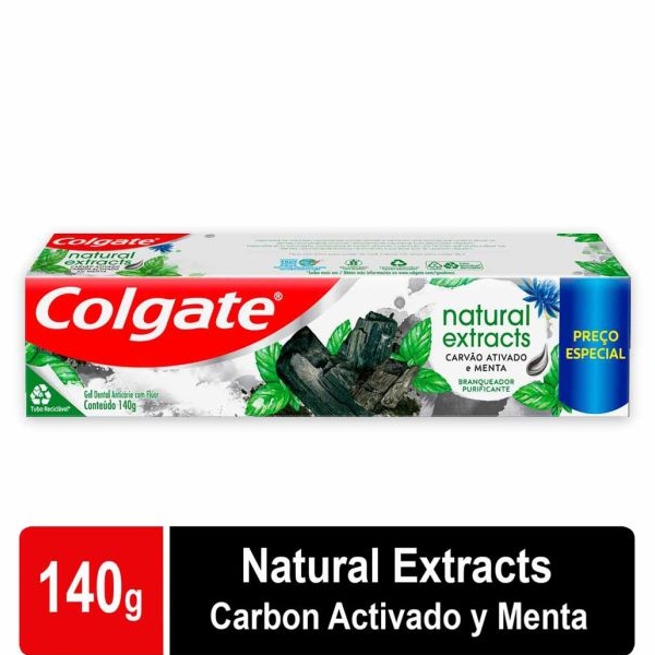Colgate Crema Dental Natural Extracto De Carbon Activado Menta 140Gr