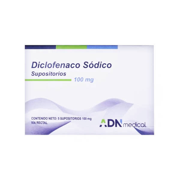 Diclofenac Sódico 100Mg X 5 Supositorios Adn Medical
