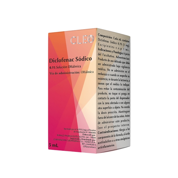 Diclofenac Sódico Solución Oftálmica 0,1% X 5Ml Cleo Pharma
