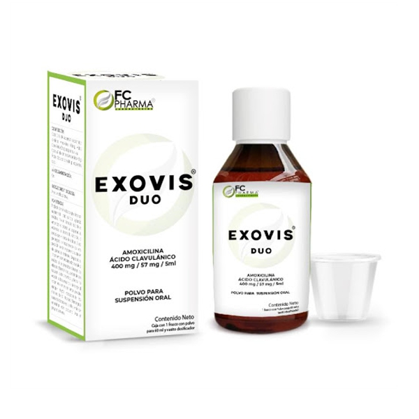 Exovis Duo Suspensión Amoxicilina+Ácido clavulánico 400Mg/57Mg/5Ml X50Ml. Fc Pharma