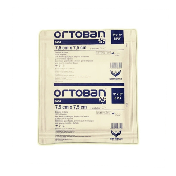 Gasa Esteril (3X3) Ortoban x 2 Unidades -Genia Care
