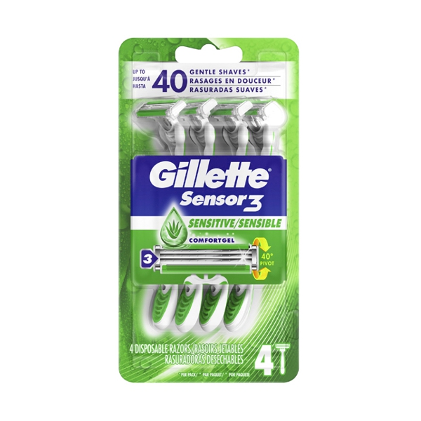 Gillette Afeitadora Sensitive Comfortg. 3Hojillas X 4 Unidades