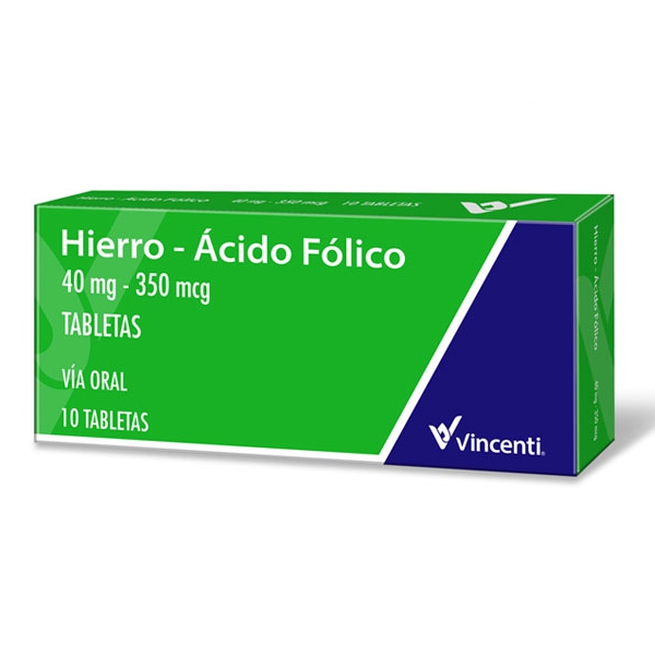 Hierro + Ácido Fólico X 10 Tabletas Vincenti