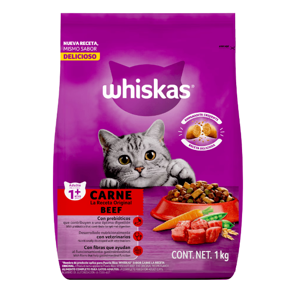 Whiskas Sabor A Carne 1+Años 1Kg.