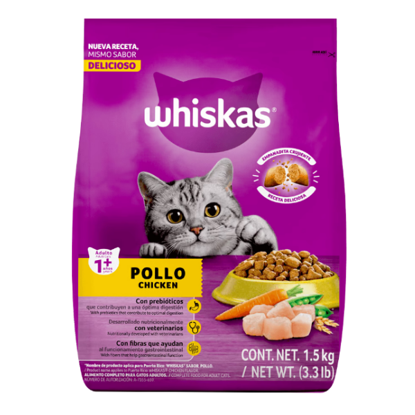 Whiskas Sabor A Pollo 1+Años 1Kg.