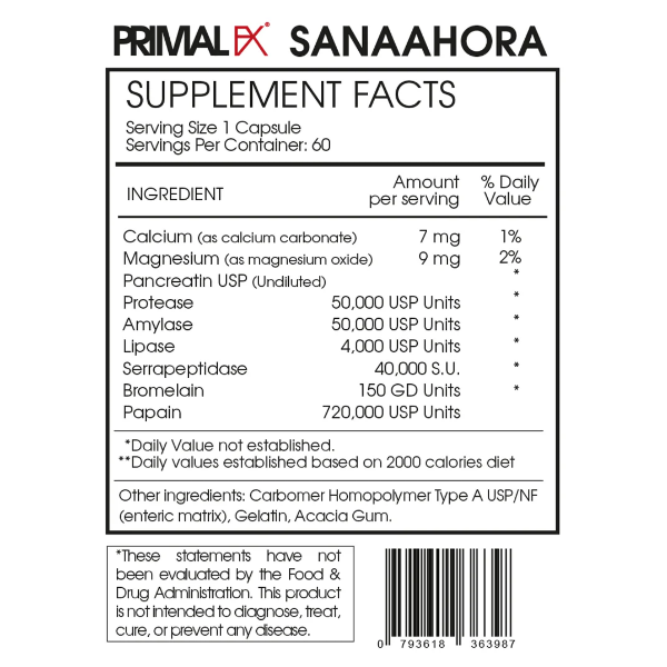 Enzymes + Serra X 60 Cápsulas Primal Fx - Imagen 2