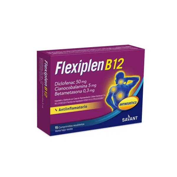 Flexiplen B12 Diclofenac+Cianocobalamina+Betametasona X 15 Comprimidos Cofasa