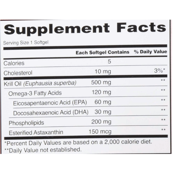 Krill Oil Omega 3+Astaxanthin 500Mg X 160 Cápsulas Blandas Kirkland - Imagen 3