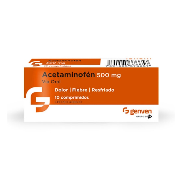 Acetaminofén 500mg x 10 Comprimidos - Genven