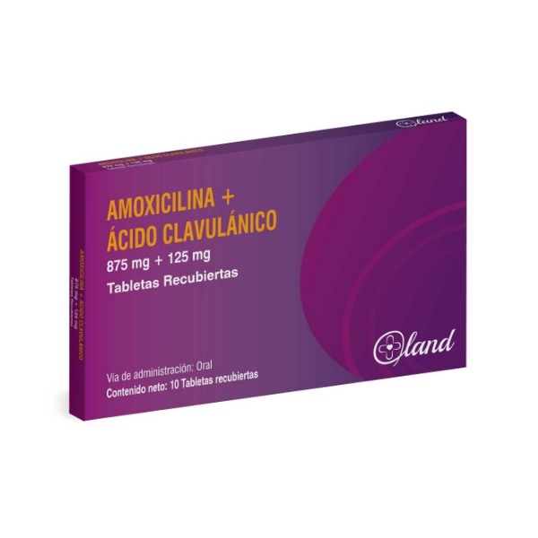 Amoxicilina + Ácido Clavulánico 875Mg/125Mg X 10 Tabletas Land