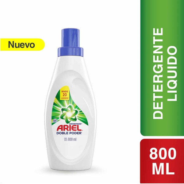 Ariel Detergente Líquido Doble Poder Concentrado 800Ml.