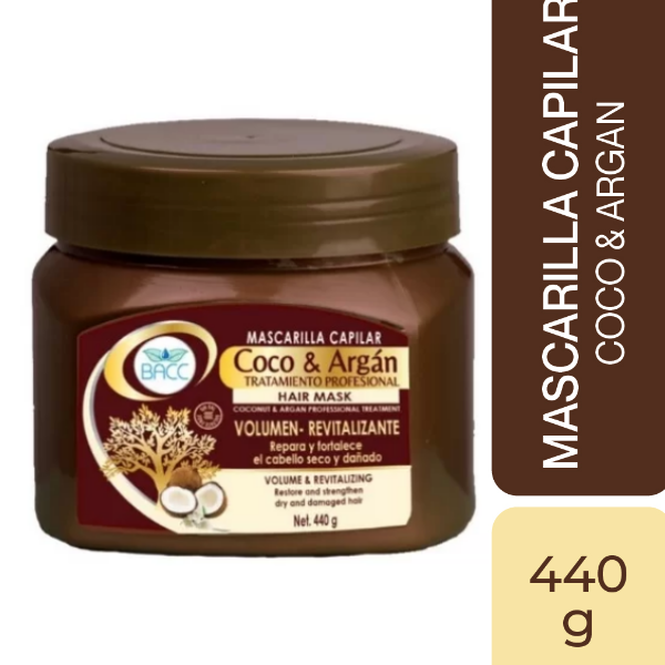 Bacc Mascarilla Capilar Coco & Argán Tratamiento Profesiónal 440Gr
