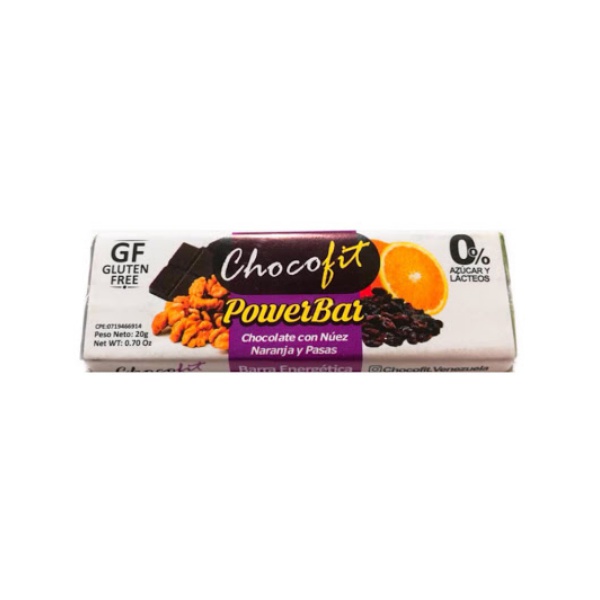 Chocofit Chocolate Con Nuez-Naranja-Pasas Sin Azúcar 20Gr