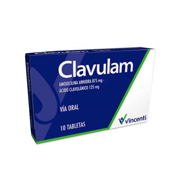 Clavulam Amoxicilina + Ácido Clavulánico 875Mg/125Mg X10 Tabletas Vincenti