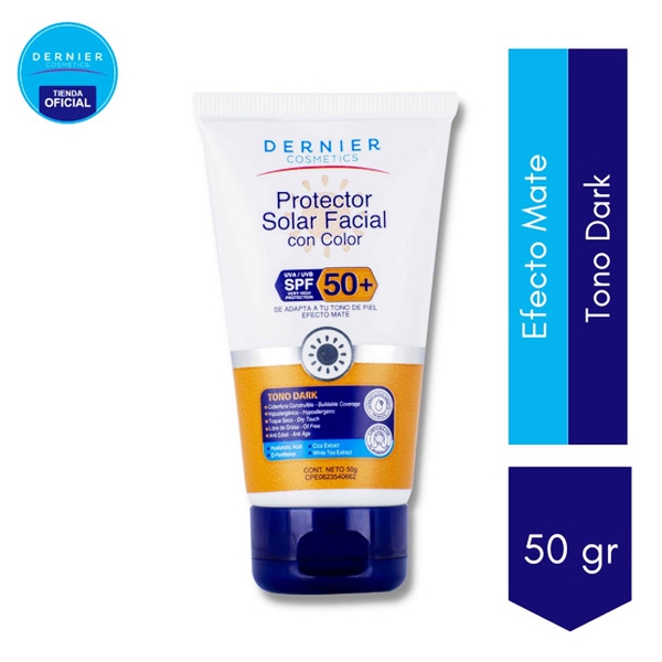 Dernier Protector Solar Facial Con Color Tono Dark 50Spf 50Gr