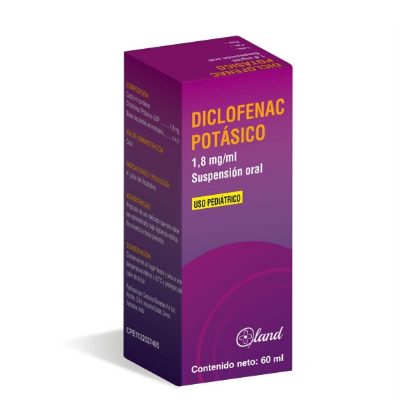 Diclofenac Potásico Suspensión Oral. 1.8Mg/Ml X 60Ml. Land