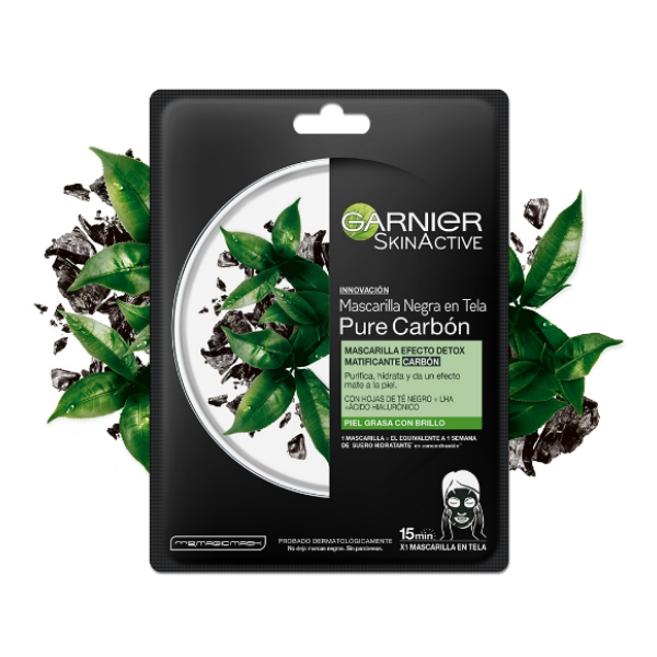 Garnier Skinactive Mascarrila De Tela Carbon Te Negro Efec Dett 28Gr