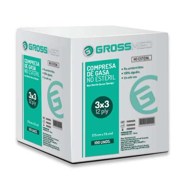 Gasa No Esteril (3X3) X 100 Unidades Grossmed