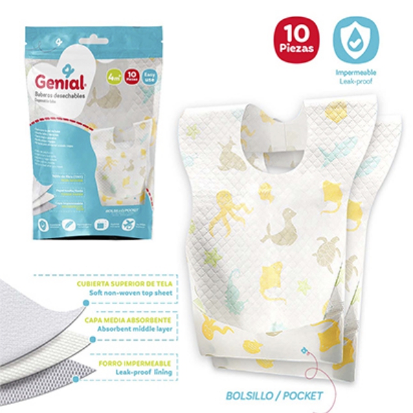 Genial Baberos Desechables 10 Piezas Gn-Dbb2435-10