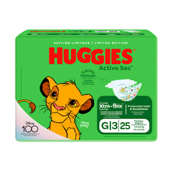 Huggies Pañal Active Sec Talla G X 25 Unidades
