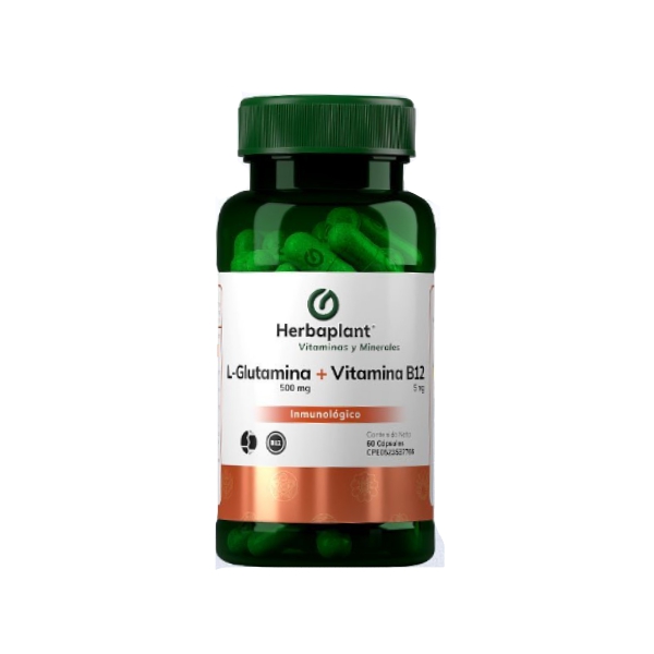 L-Glutamina + Vitamina B12 X 60 Cápsulas Herbaplant
