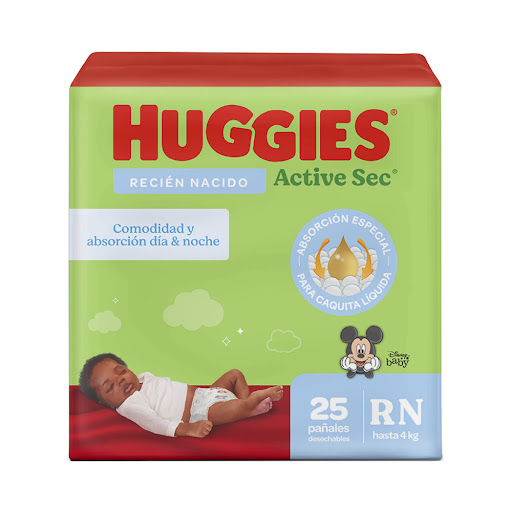 Huggies Pañal Active Sec Talla Rn X 25 Unidades